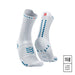 Calcetines de Running Pro Racing Socks Run High v4.0 White/Fjord Blue - Compressport